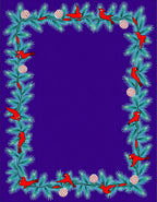 Red Cardinal Evergreen Garland Border Rug