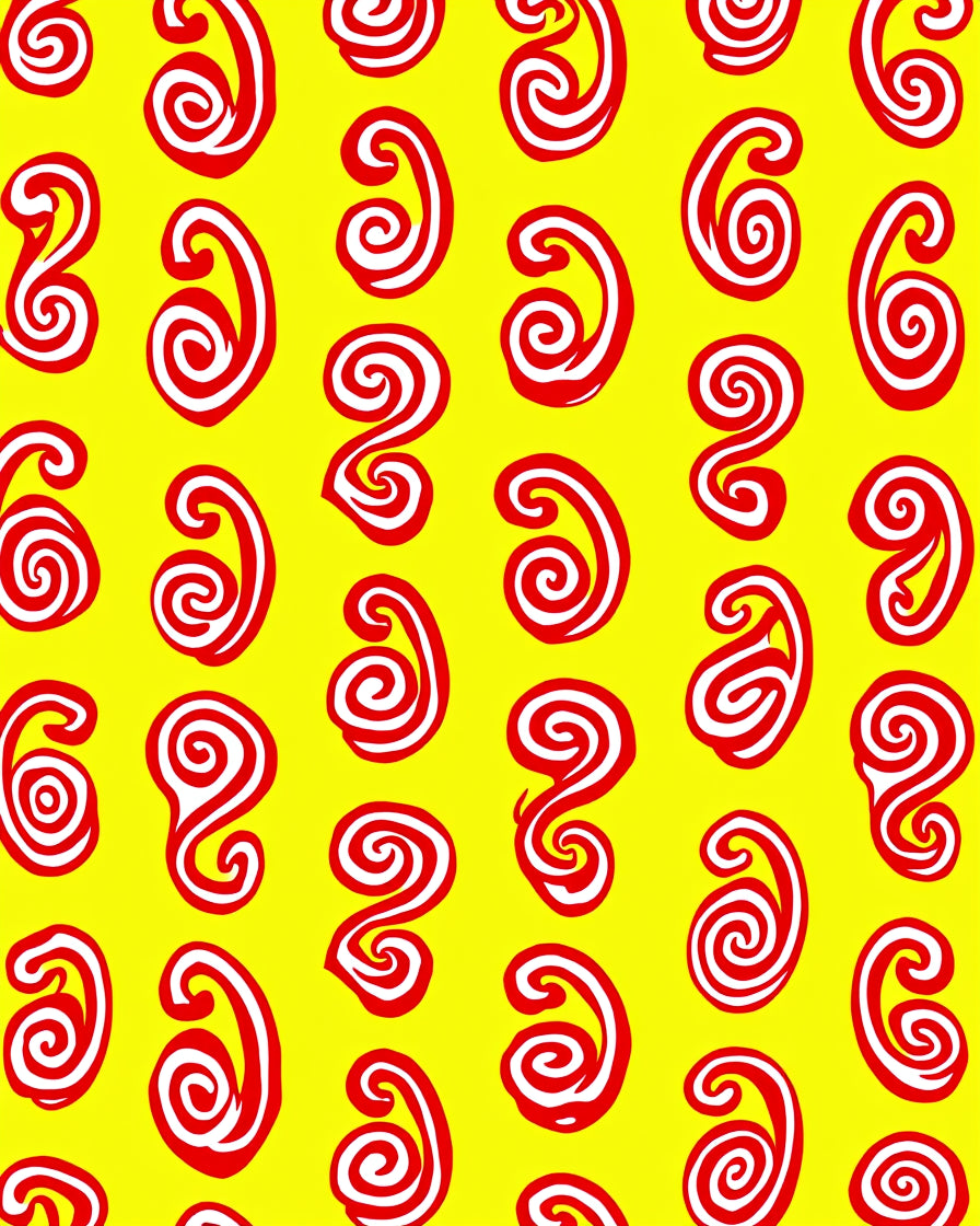 Red Swirls Abstract Geometric Design Rug