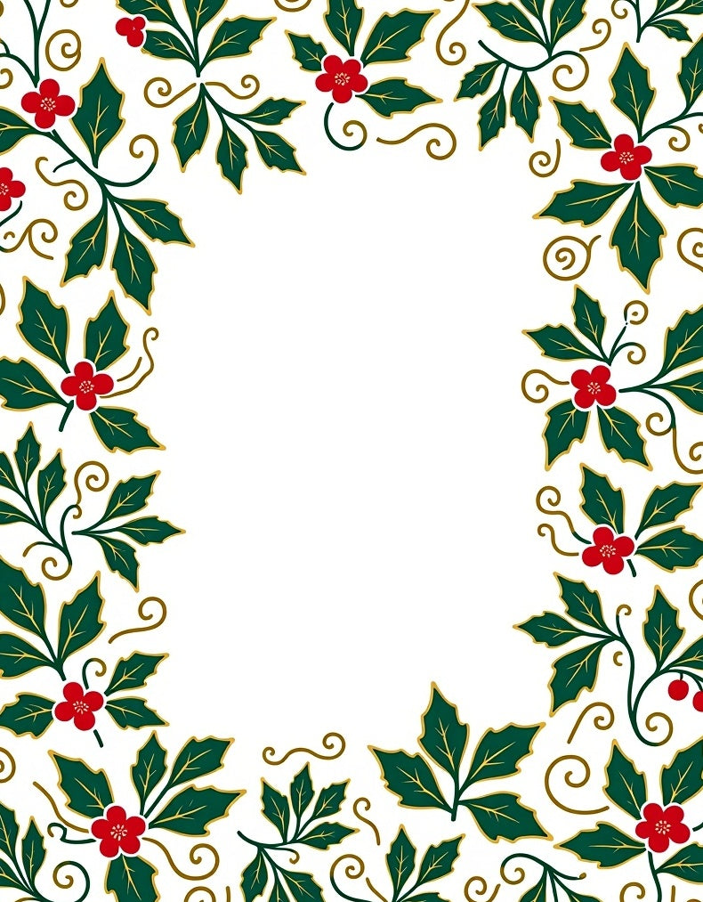 Festive Holly Berry Garland Border Rug