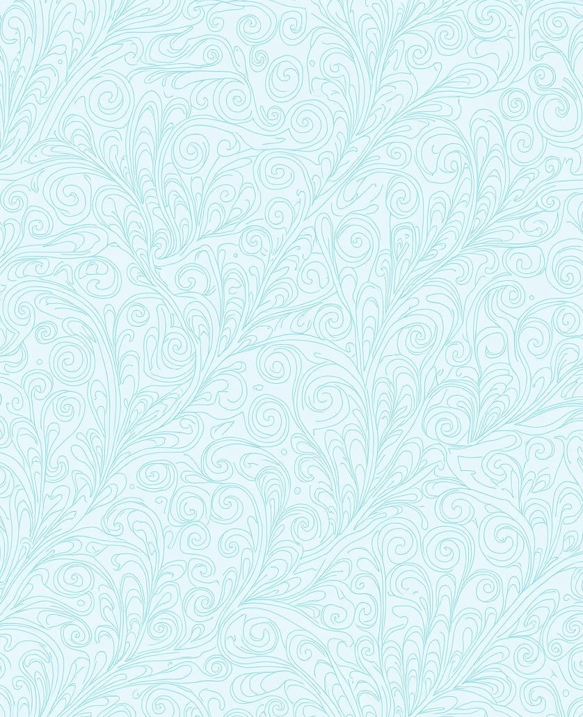 Soft Blue Leafy Swirl Vintage Rug