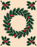 Festive Green Holly Berry Wreath Rug