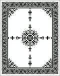 Black White Tribal Medallion Border Rug