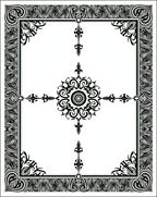 Black White Tribal Medallion Border Rug