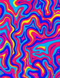 Vibrant Pink Blue Yellow Swirl Rug