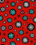 Retro Red Snowflake Circle Medley Rug