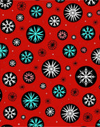 Retro Red Snowflake Circle Medley Rug