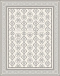 Elegant Gray Oval Medallion Border Rug
