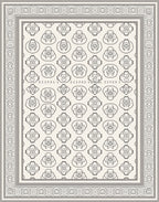 Elegant Gray Oval Medallion Border Rug