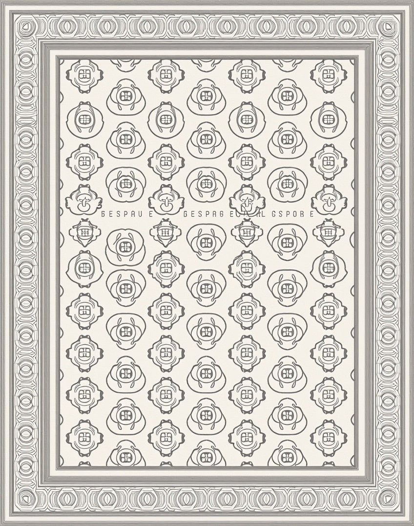 Elegant Gray Oval Medallion Border Rug