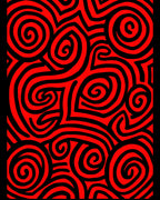 Bold Red Black Swirl Abstract Rug