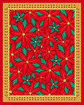 Vibrant Red Poinsettia Floral Border Rug