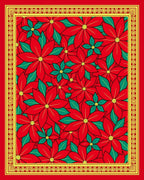 Vibrant Red Poinsettia Floral Border Rug