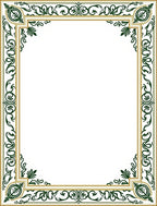 Ornate Green Leaf Scroll Border Rug