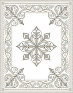 Intricate Floral Ivory Scroll Border Rug