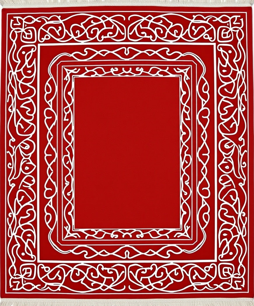 Crimson White Intricate Border Rug