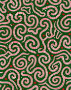 Emerald Green Swirling Candy Cane Shapes Rug
