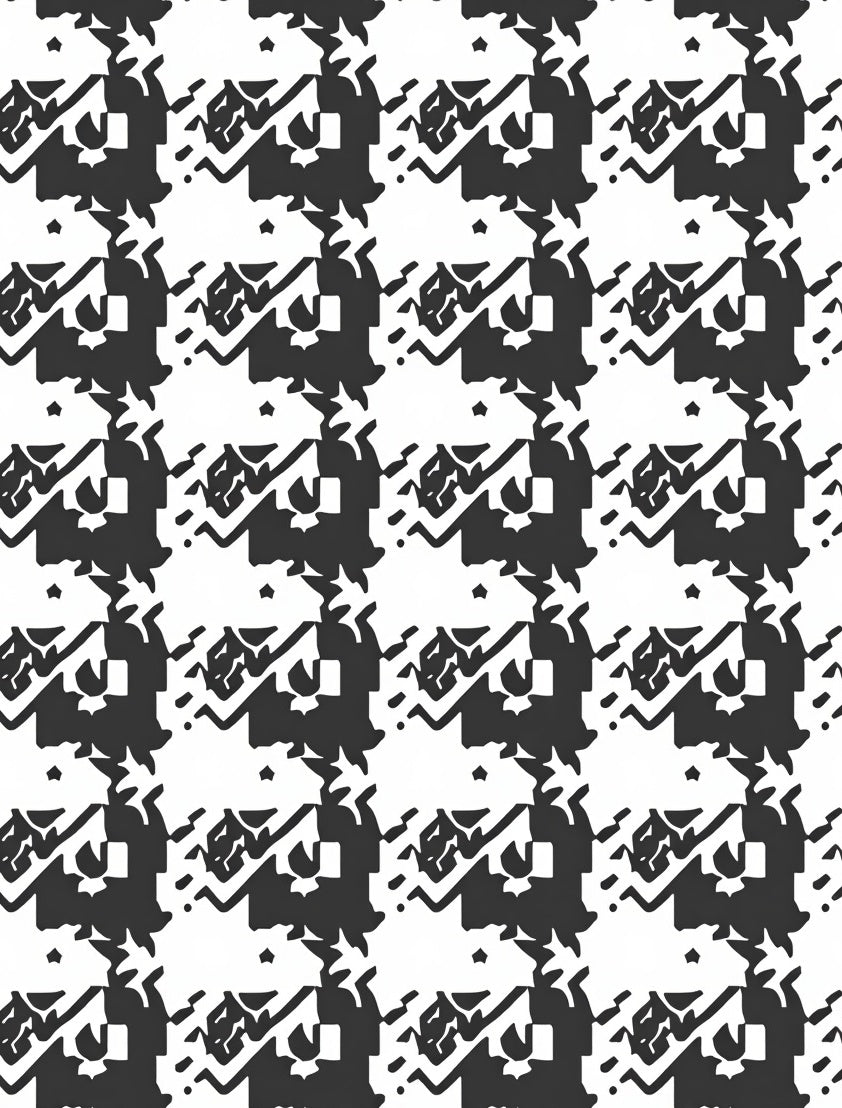 Abstract Black White Houndstooth Rug