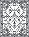 Intricate Black White Geometric Scroll Rug