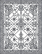 Intricate Black White Geometric Scroll Rug