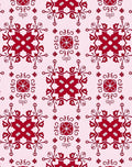 Crimson Floral Medallion Tile Rug