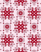 Crimson Floral Medallion Tile Rug