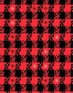 Red Black Plaid Snowflakes Rug