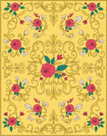 Golden Yellow Rose Scrollwork Rug