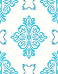 Aqua Ivory Floral Scroll MedallionRug Rug