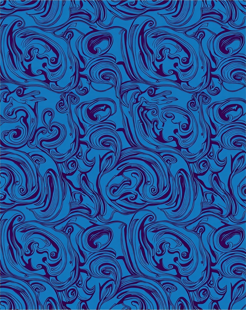 Deep Blue Swirling Organic Lines Rug