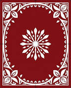 Deep Red Floral Sunburst Medallion Rug