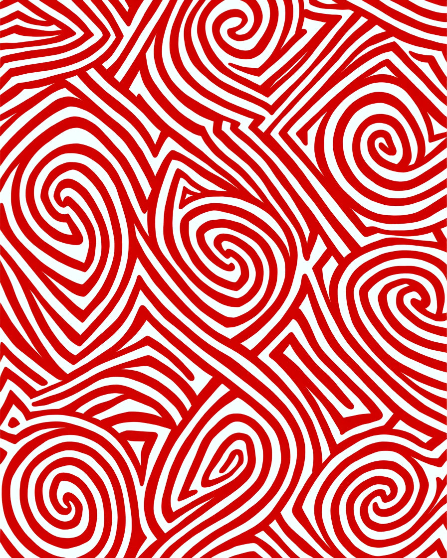 Bold Crimson Abstract Swirl Rug