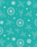 Teal White Leaf and Starburst Medallion Rug