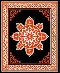 Vibrant Orange Floral Medallion Black Rug