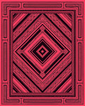 Vivid Crimson Geometric Diamond Medallion Rug