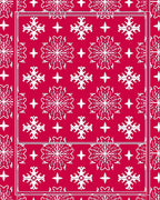 Crimson White Snowflake Medallion Symmetry Rug
