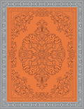 Ornate Orange Gray Damask Rug