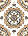 Rustic Cream and Brown Medallion Rug
