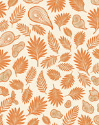 Orange Fern Palm Scattered Collage Rug