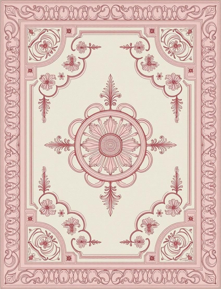 Charming Rose Floral Medallion Rug
