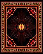 Bold Red Yellow Sunburst Medallion Rug