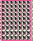 Bold Black Pink Abstract Chairs Rug