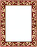 Burgundy Gold Floral Scroll Border Rug