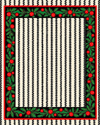 Folk Art Red Berry Floral Border Rug