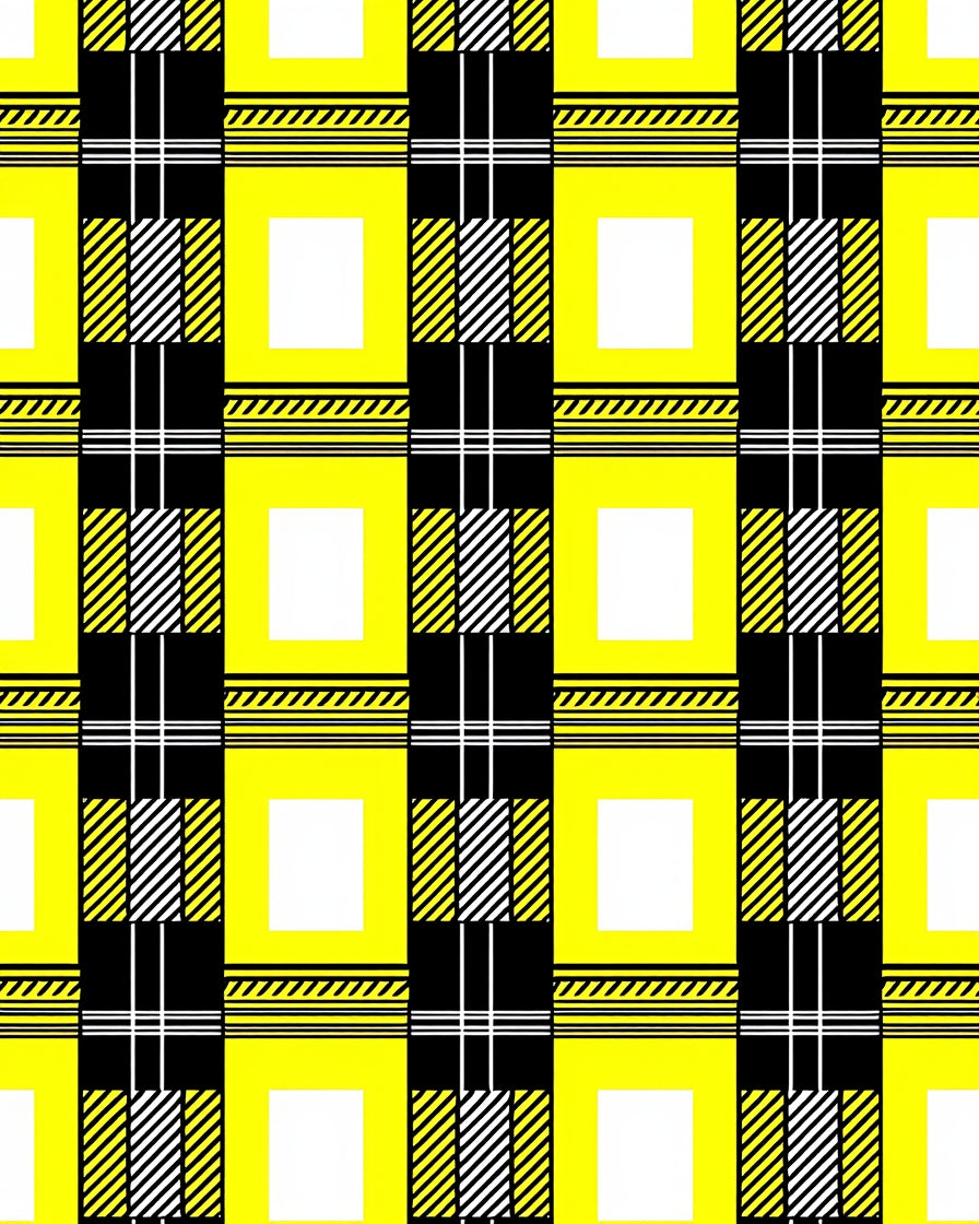 Bold Yellow Black Plaid Squares Rug