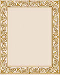 Golden Cream Ornate Scroll Border Rug