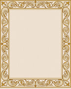 Golden Cream Ornate Scroll Border Rug