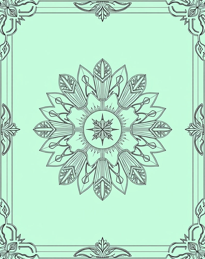 Ornate Mint Green Starburst Medallion Rug
