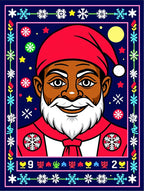 Festive Black Santa Christmas Field Rug