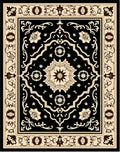 Black and Tan Floral Medallion Rug