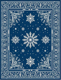 Deep Blue Snowflake Starry Night Rug
